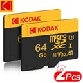 Kodak 64GB Micro TF SD Cards (2 Pack) with U3/V30 Speed, SD Adapter - High Capacity, Fast Speed, Reliable Performance, Versatile Compatibility, Durable Construction, Secure Data Storage - for Cameras, Smartphones, Tablets, Laptops - Shockproof, Waterproof, X-ray-proof