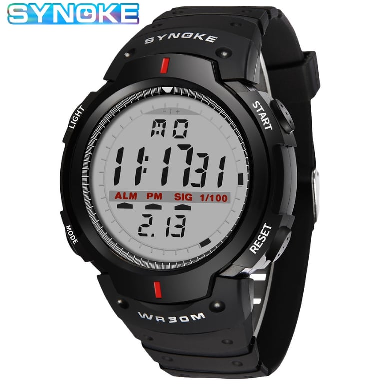 SYNOKE Men's Waterproof Electronic Watch with Luminous Display, Multi-Functionality, and Large Screen - Ideal for Swimming, Diving, and Mountaineering - Durable Outdoor Timepiece for Adventurers and Outdoor Enthusiasts