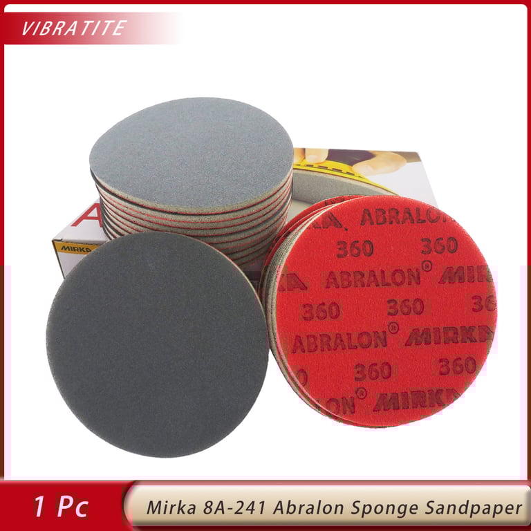 Premium Mirka Abralon 6 Inch Sponge Sanding Discs with Hook & Loop Design - 180 to 4000 Grit Range for Versatile Sanding Applications - Elastic Foam Backing for Consistent Finish - Ideal for Automotive, Woodworking, and Precision Tasks