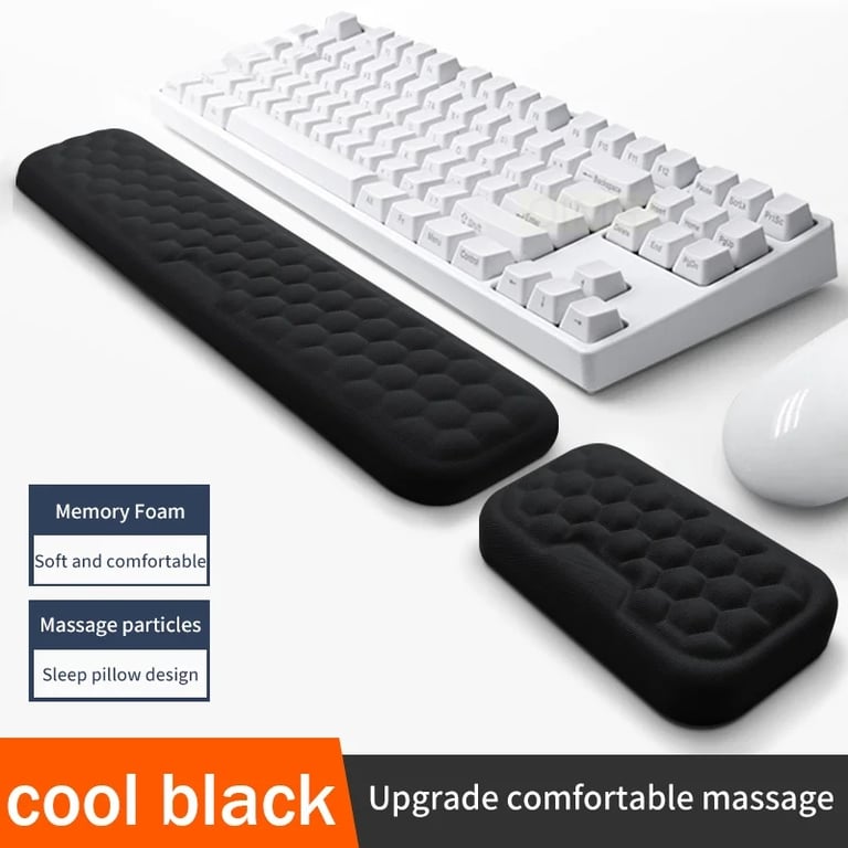Memory Foam Keyboard Wrist Rest with Ergonomic Design - Non-Slip Base for Comfortable Typing and Mouse Support - Universal Compatibility for Standard Keyboards and Laptops - Easy to Clean and Durable for Long-Lasting Performance