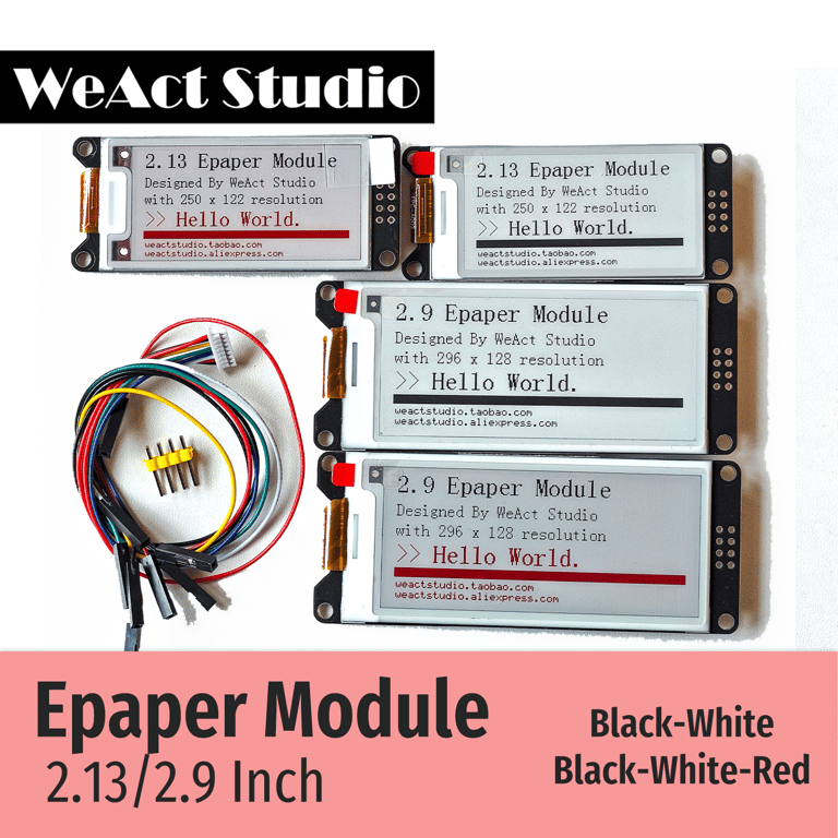 WeAct 2.9'' 2.13'' Epaper Module with High Resolution Display, Black-White-Red Color Mode, SPI Interface, Compact Size - Ideal for Portable Projects