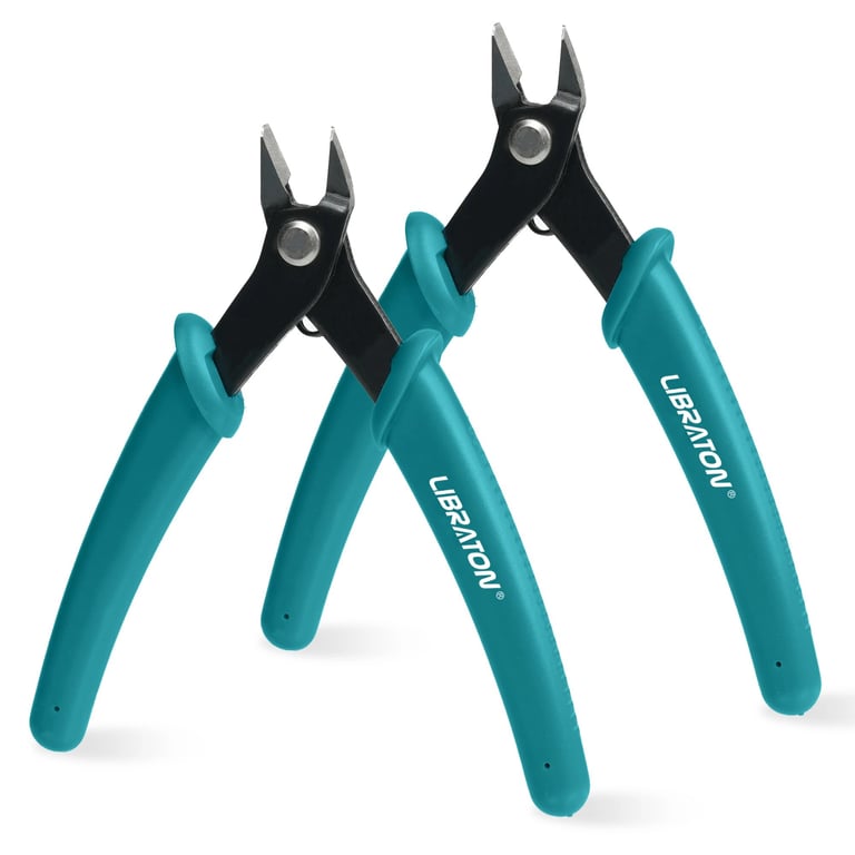 LIBRATON Micro Wire Cutter Precision Electronics Flush Cutter and Side Cutting Pliers - Precision Cutting Tool for Wires, Plastics, and Soft Metals - Ergonomic Design for Comfortable Grip and Reduced Fatigue - Versatile for Model Making, Jewelry Crafting, and Electronic Repairs - Durable Construction with Hardened Steel Blades for Clean Cut Results