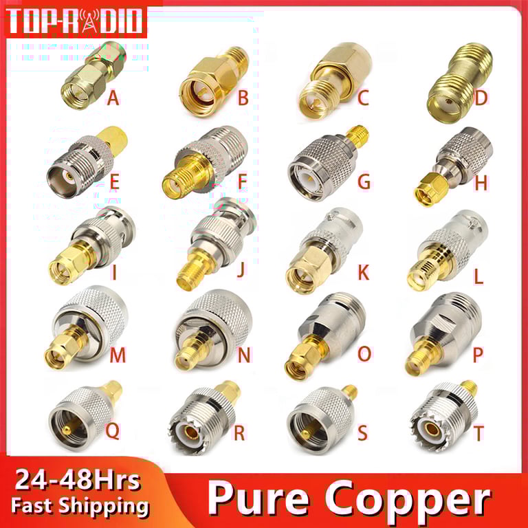 High-Quality SMA Male Female to RP SMA N BNC UHF PL259 SO239 TNC Copper Brass Adapter for Seamless RF Coaxial Connectivity - Durable Construction, Easy to Use, Compact Design - Wide Application in Telecommunications, Broadcasting, and Wireless Networking