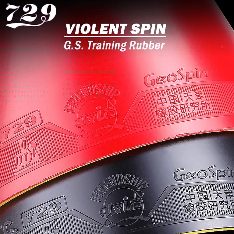 729 Friendship GS Training Table Tennis Rubber - RITC Geo Spin Ping Pong Rubber with High Spin Potential, Soft Sponge for Excellent Touch and Control, Good Control for Balanced Playing Style, Durable Construction for Longevity, Easy to Install on Most Blades