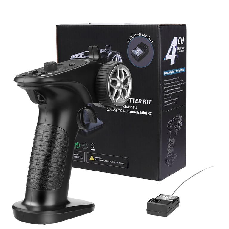 TX4 2.4GHz 4CH Radio System Transmitter Controller Remote Control with Receiver for RC Cars and Boats - Advanced Technology, 4 Channel Control, Compact Design, Wide Compatibility