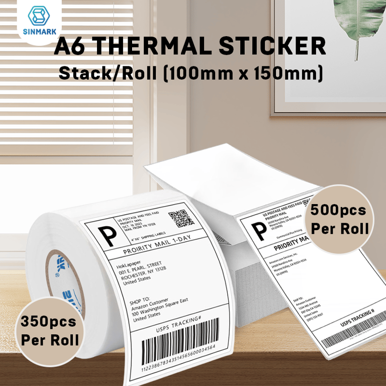 High-Quality 4x6 Thermal Label Paper Pack of 500 - Adhesive Stickers for DHL, UPS Express - Barcode Friendly Shipping Labels - Professional Solution for Small Business, E-Commerce - Cost-Effective Pack for Warehouses, Fulfillment Centers