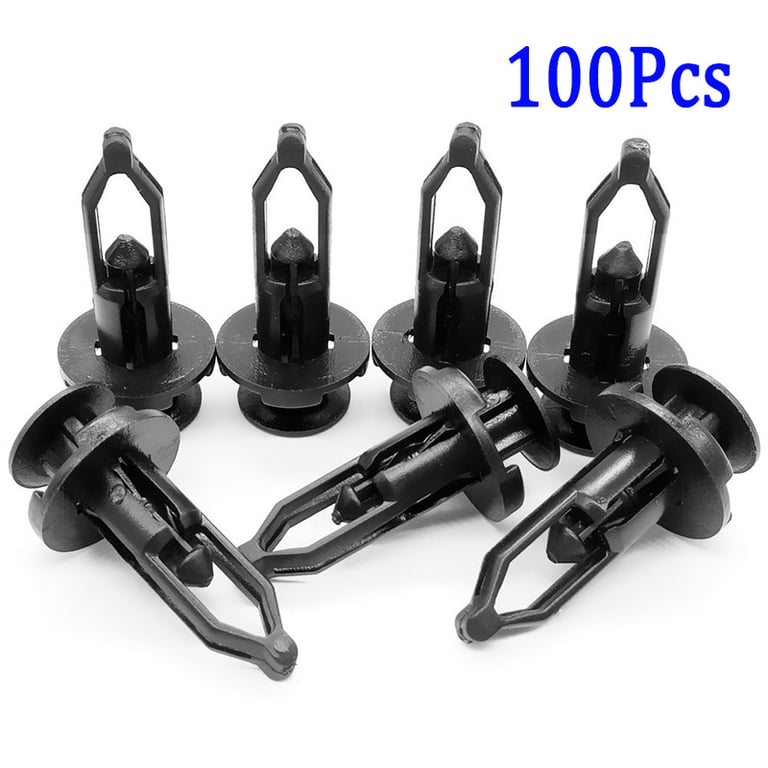 Toyota 52161-16010 9mm Car Bumper Rear Cover Push-Type Clamp Fasteners (100pcs) - Durable Black Plastic Clips for Secure Fit - Easy Installation Universal Compatibility - Multipurpose Use for Various Toyota Models