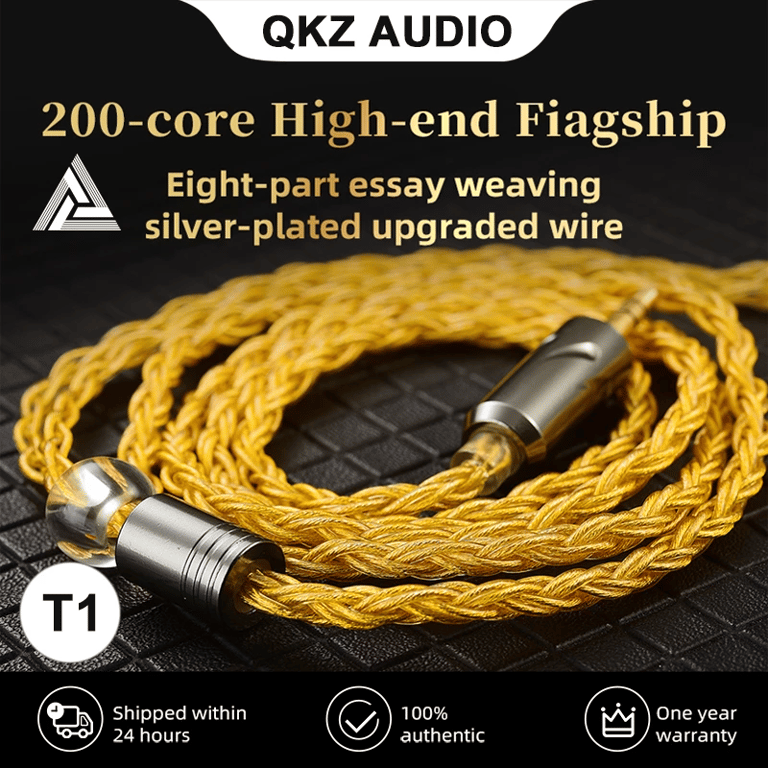 QKZ T1 Earphone Update Cable with 3.5mm Jack and QDC 0.75mm Connector for ZXN, ZXT, VK4, ZX2, ZAX2, KZ EDX, ZSN Pro, X TRN, MT1 - Enhanced Audio Quality, Durable & Flexible Design, Ergonomic Connectors, Easy Installation - High-Quality Audio Experience
