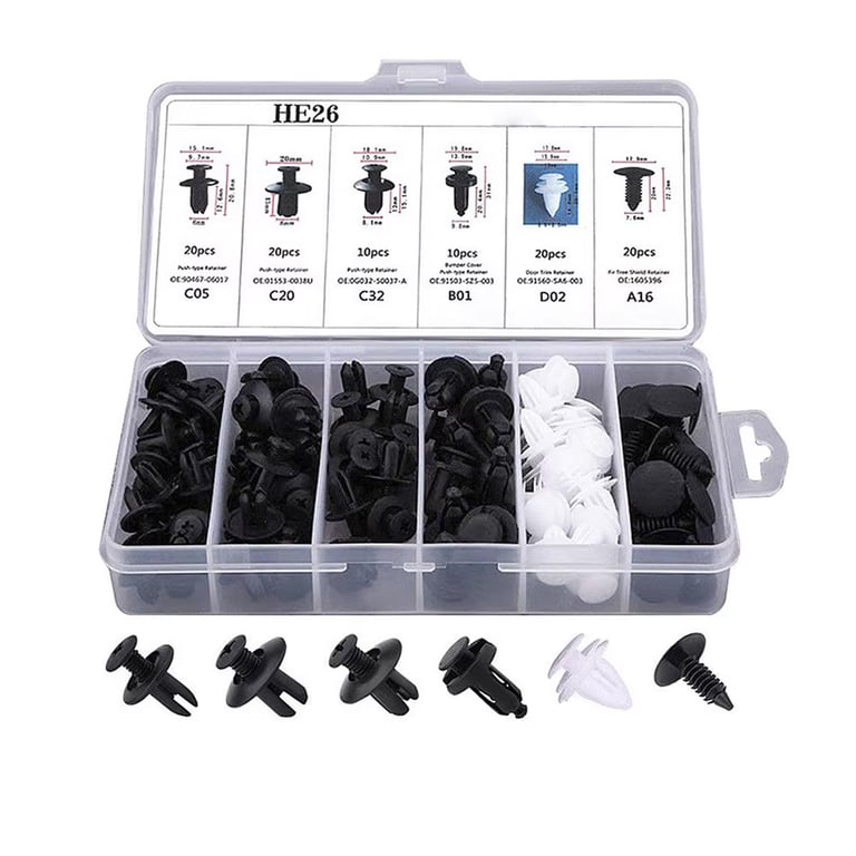Premium Auto Fastener Clip Kit - Durable Mixed Car Body Push Retainer Pin Rivet Bumper Door Trim Panel Fastener Set - Comprehensive Solution for Various Car Models - Convenient Box Packaging - Easy Installation and Removal - Versatile Tool for Automotive Repairs and DIY Projects