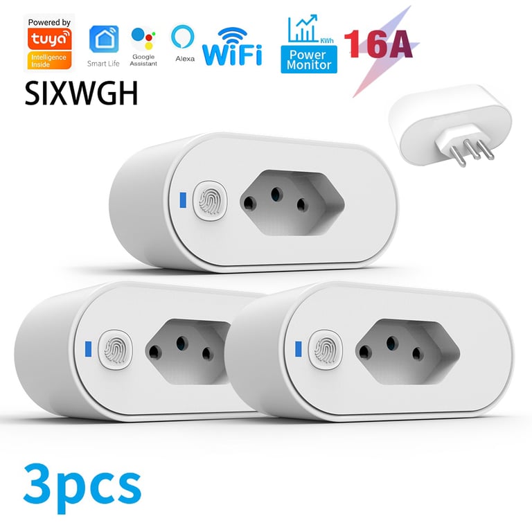 SIXWGH Tuya Wifi Smart Socket Adapter with High Power Capacity for Air Conditioners, Heaters, and Kitchen Appliances - Remote Control, Scheduling, Smart Life App Integration, Voice Control with Alexa and Google Home - Easy Setup for Convenient Device Operation and Energy Monitoring