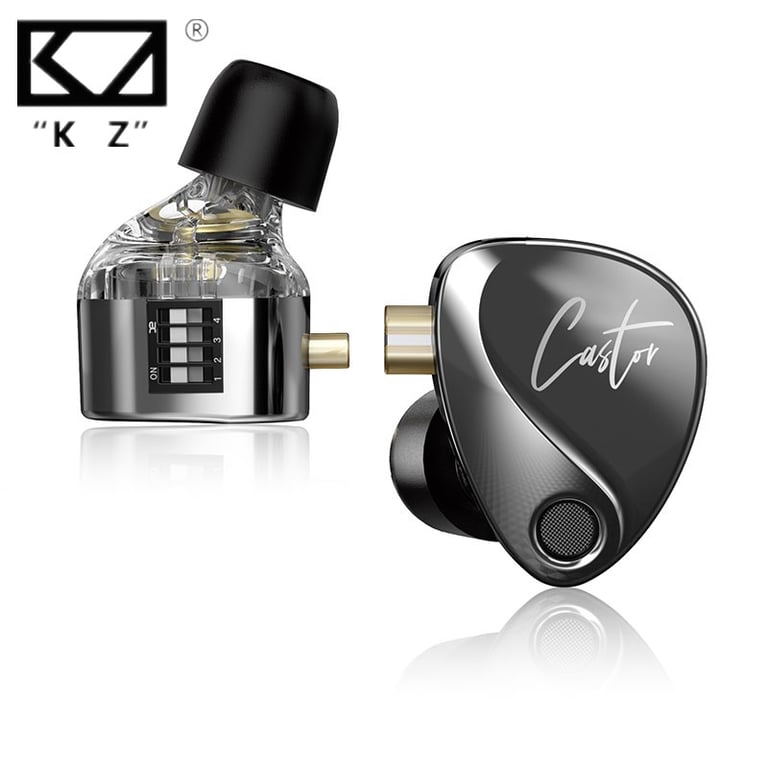 KZ Castor HiFi Earphone with 2 Dynamic Balanced Armature Drivers, Professional Monitoring, Active Noise Cancelling, Ergonomic Design, and Durable Construction for Exceptional Sound Quality and Immersive Listening Experience in Noisy Environments
