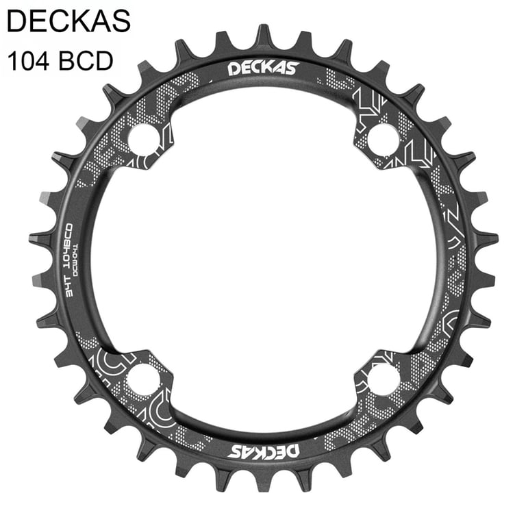 DECKAS 104 BCD Chainring - Durable Aluminum Alloy, Optimal Tooth Configuration, Narrow Wide Design, 12-Speed and 11-Speed Compatibility, Single-Speed Performance for Mountain Biking - 32T, 34T, 36T, 38T Options Available