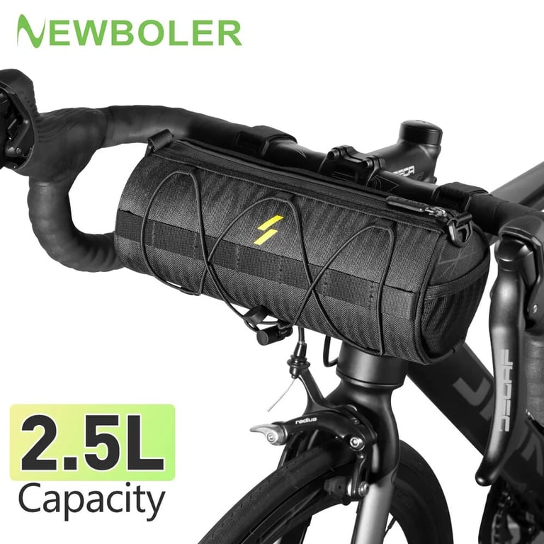NEWBOLER Handlebar Bag - Durable Outdoor Cycling Storage with Spacious Design, Easy Installation, and Versatile Functionality - Reflective Elements for Safety in Low-Light Conditions