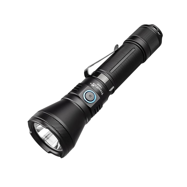 Trustfire T40R Tactical Rechargeable LED Flashlight with 1800 Lumens, 550m Beam Range, USB Charging, Self-Defense Features, IP68 Waterproof, Compact and Portable for Camping, Hiking, Hunting, Search and Rescue - Bright and Durable Outdoor Torch