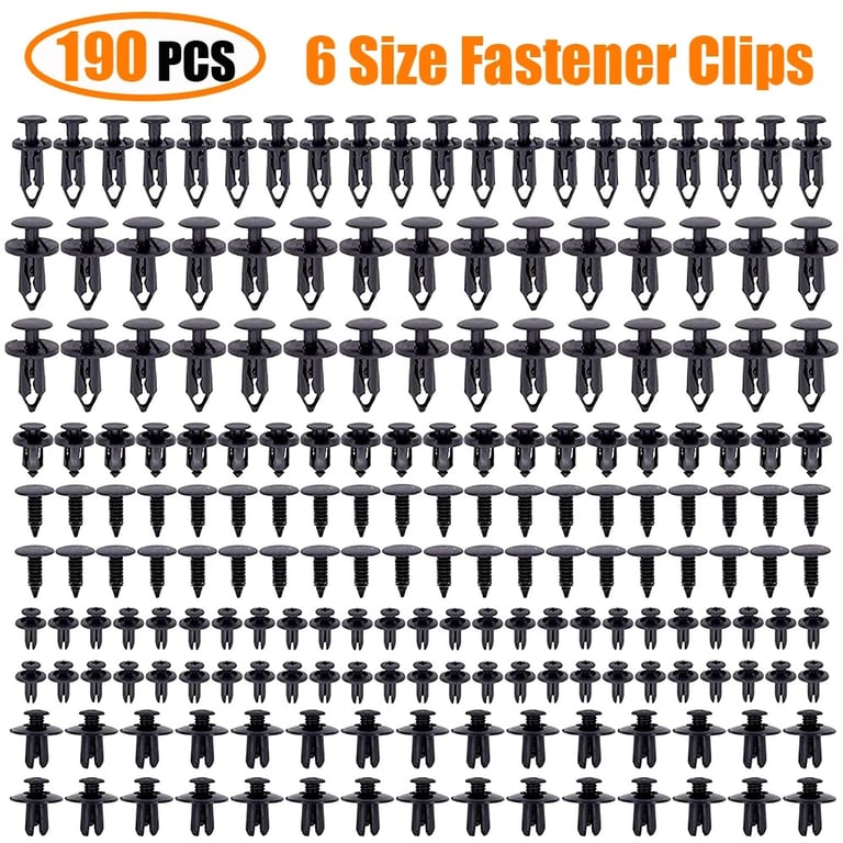 190pcs Car Retainer Clips Assortment Kit - Durable Plastic Fasteners for Secure and Easy Installation, Wide Application in Automotive Repairs and Upgrades - 6 Sizes for Various Car Models and Trim Panels, Prevents Rattling and Loose Fittings, Ideal for DIY Mechanics and Auto Body Shops