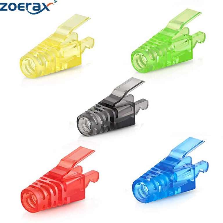 ZoeRax Colorful RJ45 CAT6 Strain Relief Boots - Ethernet Cable LAN Connector Cover with Easy Installation & Durable Construction - Vibrant Color-Coding for Universal Compatibility & Superior Protection from Bending and Pulling