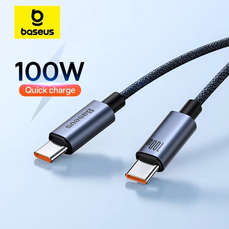 Baseus 100W USB C to Type C Cable with Power Delivery (PD) Support for iPhone 16, 15 Plus, Pro Max, MacBook, Xiaomi, Samsung - Durable, Universal, Flexible, Sleek Design - Fast Charging Cable (Insert Length) - High-Quality Materials, Reinforced Connectors, Multiple Colors Available