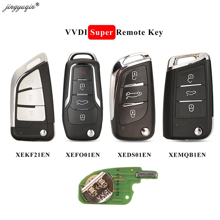 jingyuqin XEDS01EN/ XEFO01EN XEMQB1EN XEKF21EN XEKF20EN Super Remote Key with XT27 XT27A66 Super Chip for VVDI Tool Programming - Durable and Easy-to-Use Wireless Key for Enhanced Compatibility and Security Features
