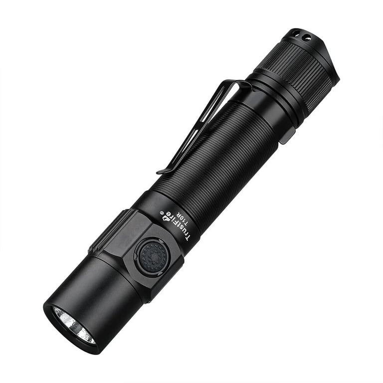 Trustfire T10R Tactical Flashlight 1800 Lumen USB Rechargeable Compact and Durable for Outdoor, Emergency, and Tactical Use - Strobe, SOS, Military-Grade Construction, Long-Range Illumination, Lightweight Portable Design