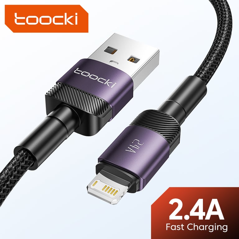 Toocki Aluminum Fast Charging USB Cable for iPhone 14, 13, 12 Pro Max, X, XS, XR, 8, 7 Plus, iPad - Durable Design, High-Speed Data Transmission, Universal Compatibility, Convenient Length - Premium Quality Charger and Sync Cable for Apple Devices