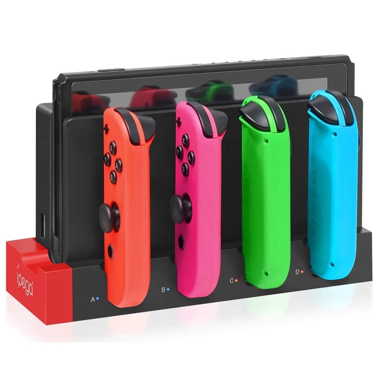 IPEGA PG-9186 Joycon Charging Dock Station for Nintendo Switch - Charge 4 Controllers Simultaneously, LED Indicators, Compact and Stylish Design, Safe and Efficient Charging, Compatible with Switch and OLED Controllers