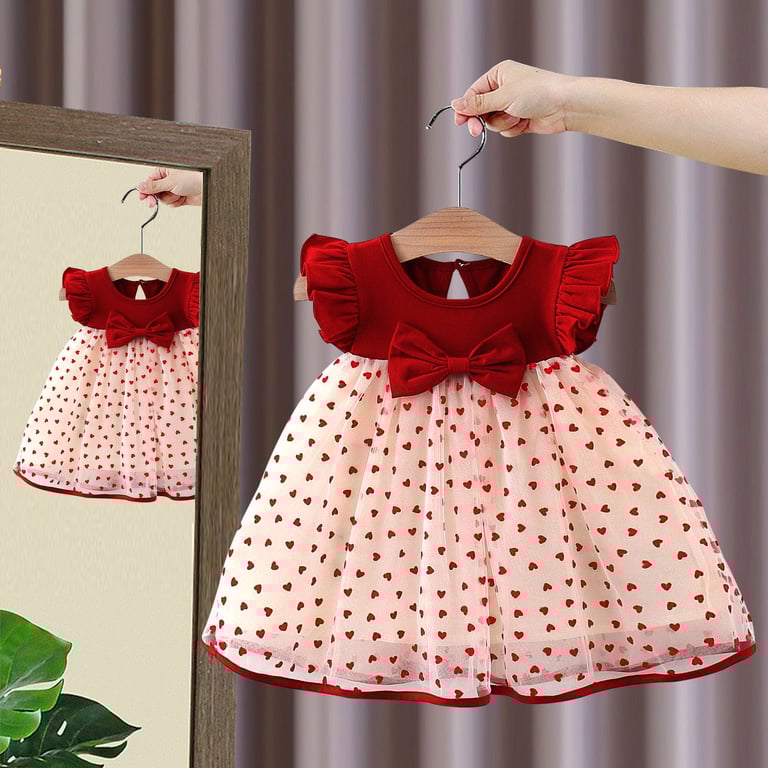 Summer Baby Girl Bow Flying Sleeves Princess Dress - Adorable Korean Edition Style Birthday Outfit with Comfortable Fabric and Easy Slip-on Design for Special Occasions and Daily Wear