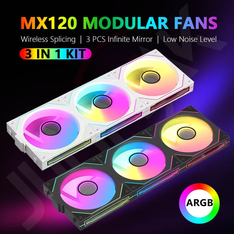 JUMPEAK MX120 360mm Modular Wireless Splicing PC Cooling Fan with ARGB Infinite Mirror Effect, Quiet Operation, and Compatibility with Water Coolers - Advanced Cooling System for Optimal Performance and Aesthetics in Gaming, Content Creation, and Professional PC Builds