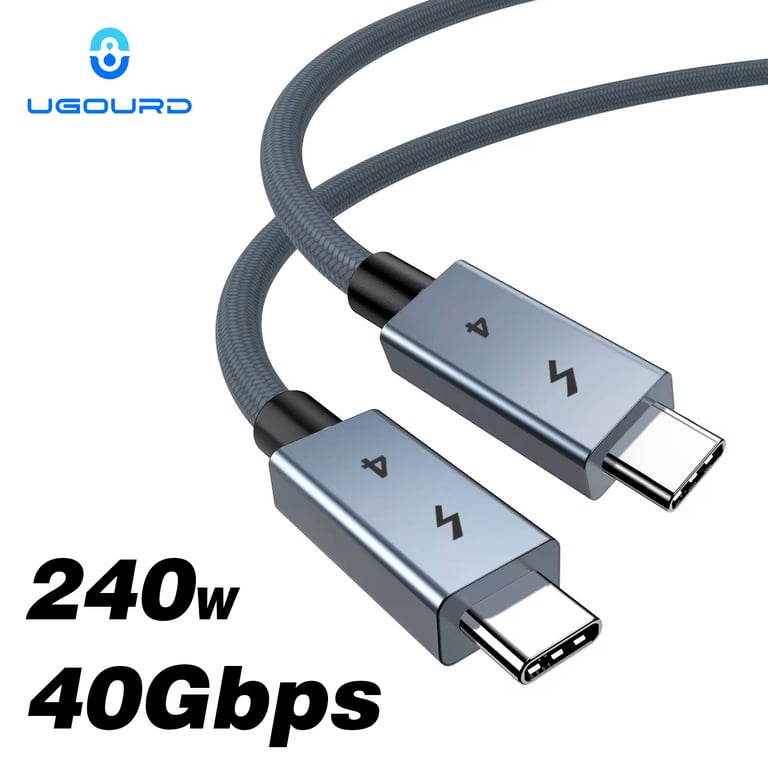 UGOURD USB C Thunderbolt 4 Cable - 40Gbps Data Transfer, 240W Fast Charging, Thunderbolt3 Compatible, Universal USB Type-C to C Connection, Durable and Reliable for Laptops, Tablets, Smartphones - High-Speed Cable for eGPU, SSD, iPad, MacBook Air