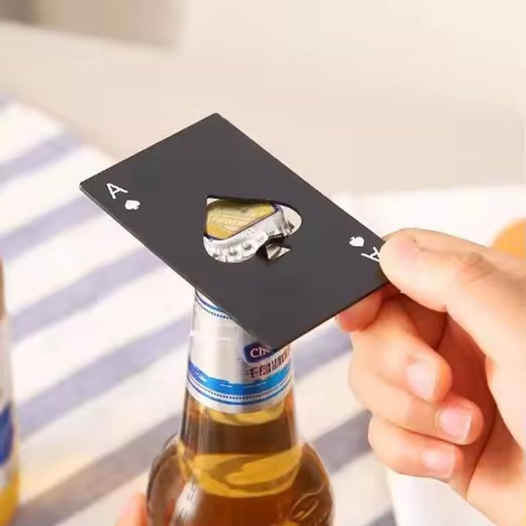 Stainless Steel Multi-Functional Tool with Spade, Wine Opener, Playing Cards Opener, Credit Card, and Beer Opener - Durable, Ergonomic, Portable, and Unique Gift for Wine Enthusiasts, Card Players, and Beer Lovers - Compact and Lightweight Design for Outdoor Activities, Camping, and Parties