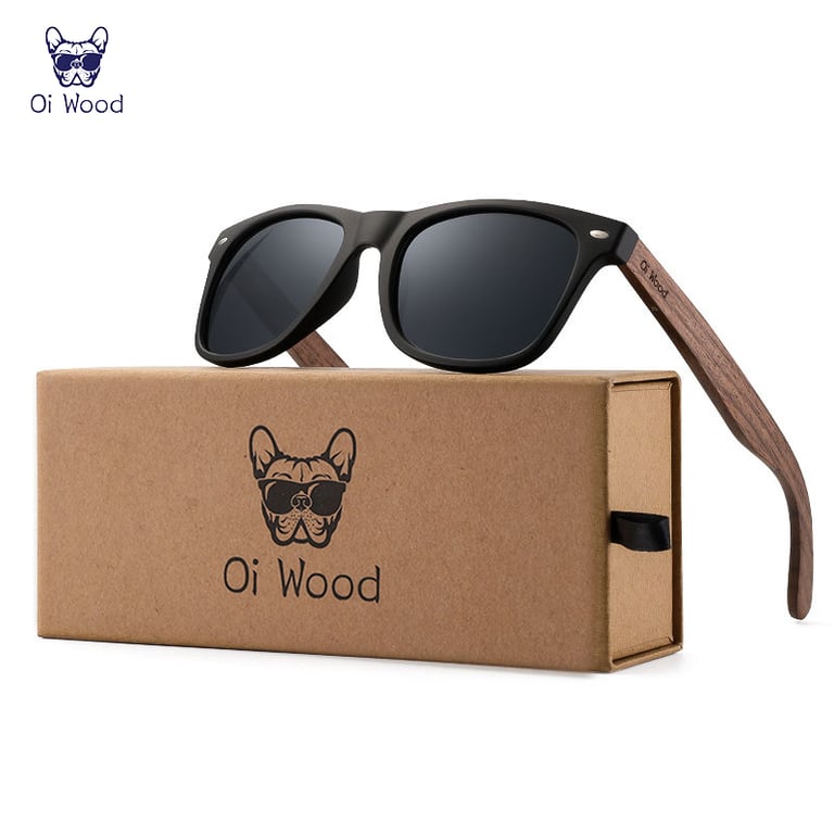 Oi Wood Brand Natural Wooden Sunglasses for Men with Polarized Lenses, UV Protection, TR90 Frames, Handcrafted Original Wood, Sleek Modern Design, Includes Protective Case - Lightweight, Durable, Stylish Accessory for Driving, Fishing, Hiking - Oculos De Sol Masculino