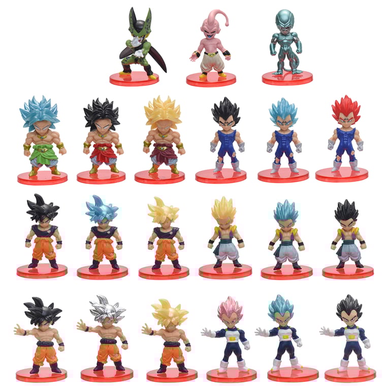 Dragon Ball Z Anime Figure Toys Set of 21 - Son Goku, Majin Buu, Vegeta, Frieza, Broli, Cell - High-Quality PVC Materials - Collectors Edition - Great Gift Idea - Versatile Display Options - Enhance Imagination - Cartoon Model Dolls for Role-Playing and Storytelling