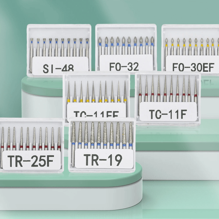 Precision Diamond Cutting Dental Burs Set - 10 Piece FG Drill Bits for High-Speed Dental Handpieces - 1.6mm Size TC/TF/TR/BC/DI/EX/FO/SF/SI/SO Series - Durable Diamond Construction for Efficient Tooth Shaping - Versatile Use in Cavity and Crown Preparation - Convenient Storage Case Included