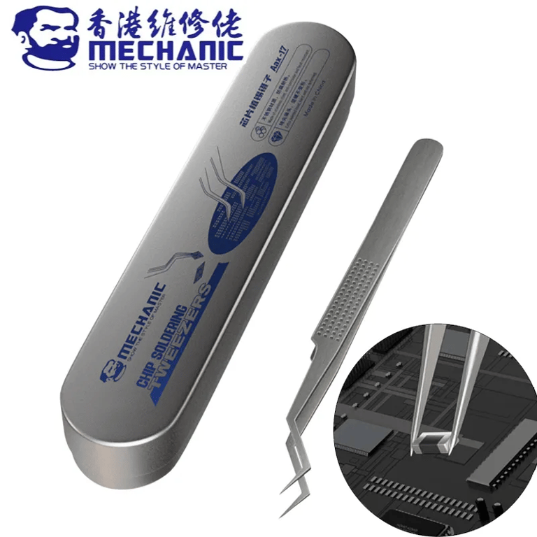 MECHANIC Aax-17 Precision Clamping Tin Positioning Tweezers with Non-Slip Coating, Wear-Resistant Stainless Steel, Ergonomic Design - Ideal for Soldering, Electronics Repair, Jewelry Making - Professional Grade Tools for Accurate and Stable Workmanship
