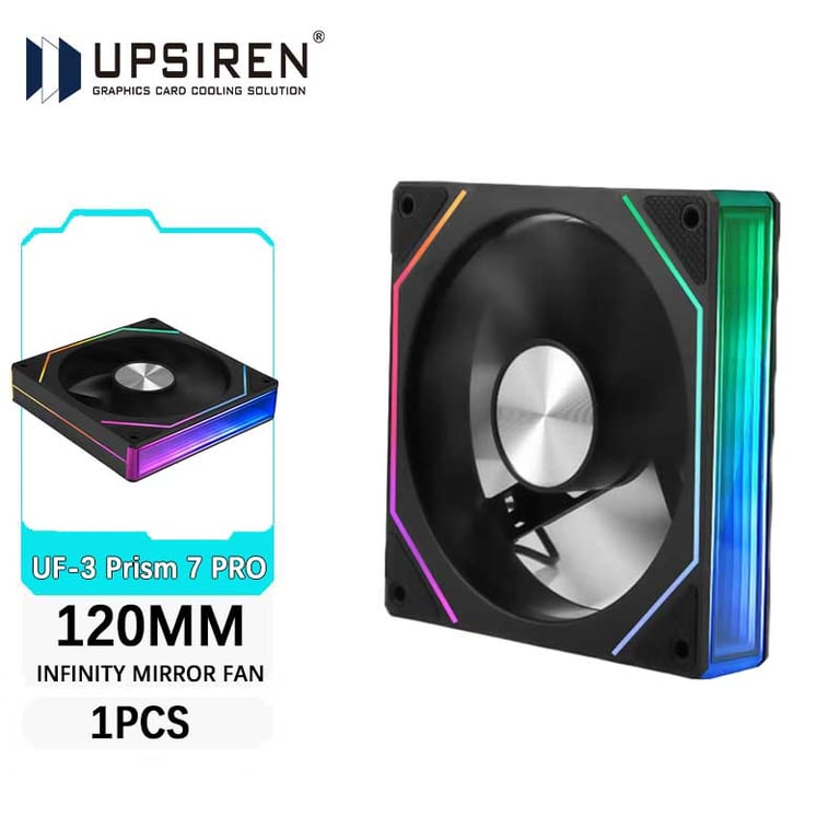 UPSIREN UF-3 Prism 7 PRO Computer Case Cooling Fan with ARGB Lighting, Double-Sided Lens Design, CD Pattern Axis, Quiet Operation, Easy Installation - Advanced Cooling Technology for Efficient System Cooling and Stylish Visual Appeal