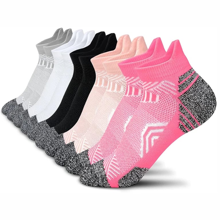 Compression Ankle Support Athletic Socks - Low Cut Design, Moisture-Wicking Fabric, 5 Pairs - Men and Women - Running, Marathons, Performance, Circulation - Prevents Chafing, Blisters, Odors - Breathable, Comfortable, Versatile - High Quality Materials, Multiple Colors