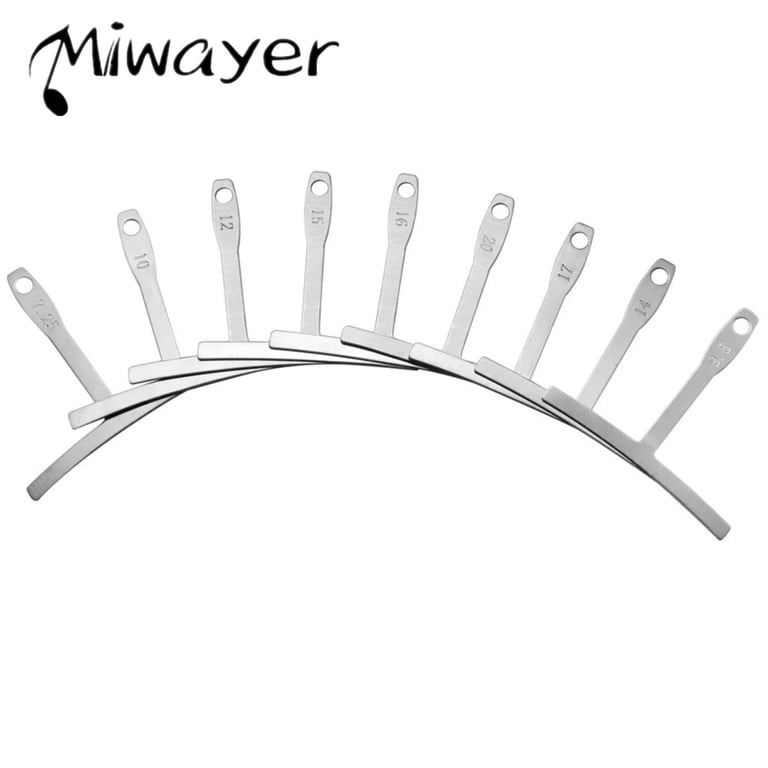 Miwayer 9 Pcs Guitar Radius Gauge Set - Precision Measurement Under String Radius Gauges for Fretboard Adjustment - Durable Stainless Steel Construction - Wide Range of Sizes for Versatile Use on Guitars and Stringed Instruments - Essential Tool for Luthiers and DIY Enthusiasts