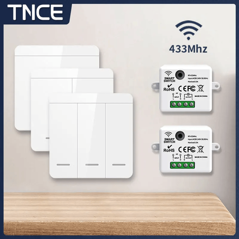 RF433MHz Wireless Control 1/2/3 Gang Switch with 86 Wall Panel Design - Remote Control Light Switch for Convenient Operation up to 30 Meters - Easy Installation DIY Home Automation Solution for Modern Living Spaces