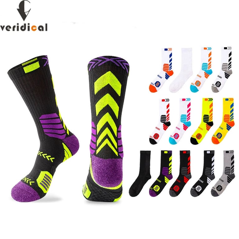 Elite Sport Compression Socks with Breathable Fabric, Professional Damping Design, Long Length for Maximum Coverage, Trendy and Stylish - Ideal for Cycling, Basketball, Running, Hiking - Reduce Fatigue, Enhance Performance, Prevent Injuries - Black