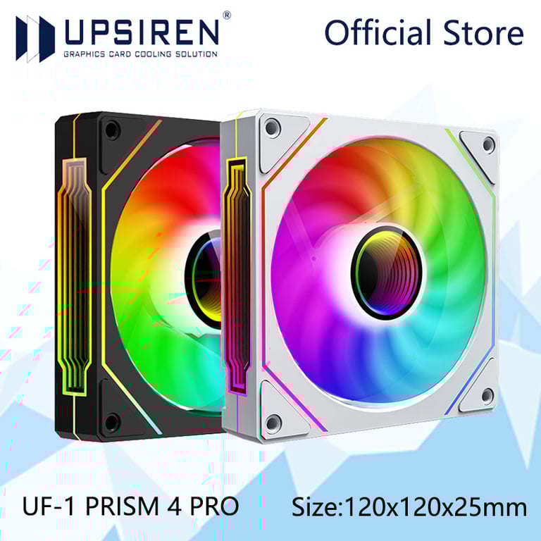UPSIREN UF-1 PRISM 4 PRO Computer Chassis Fan - Efficient Cooling, Advanced ARGB Lighting, Quiet Operation, Easy Installation, Durable Construction - 12cm Fan with 45.2CFM, 600-1500RPM, 4-pin PWM, Addressable RGB, Long-lasting Performance for PC Builds