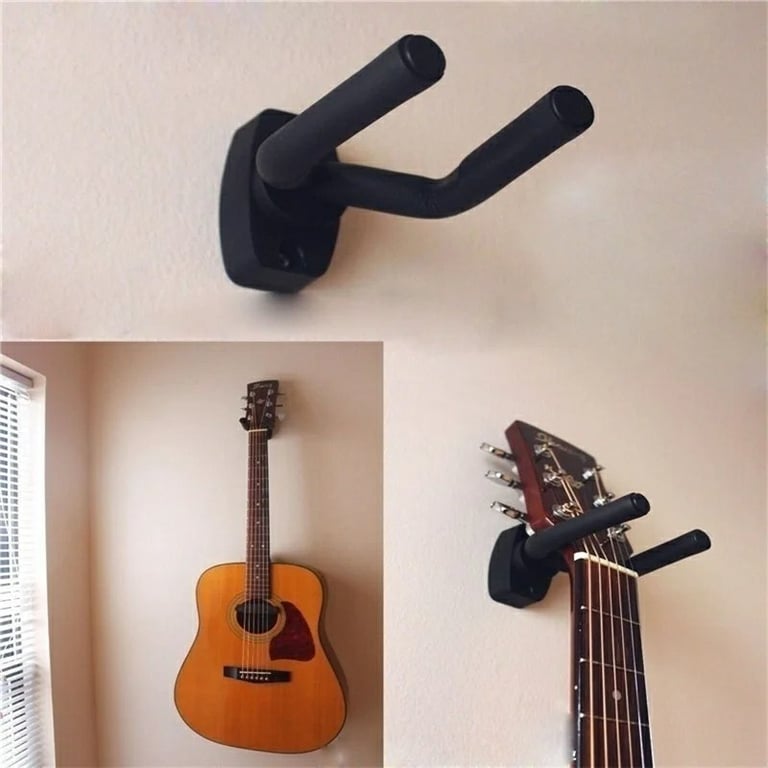 Secure Wall Mount Guitar Holder Stand with Space-Saving Design, Easy Installation, Protective Padding, and Guitar Picks - Sturdy Wall Hanger for Acoustic and Electric Guitars, Safely Display and Play Your Instrument, Complete Package for Guitarists