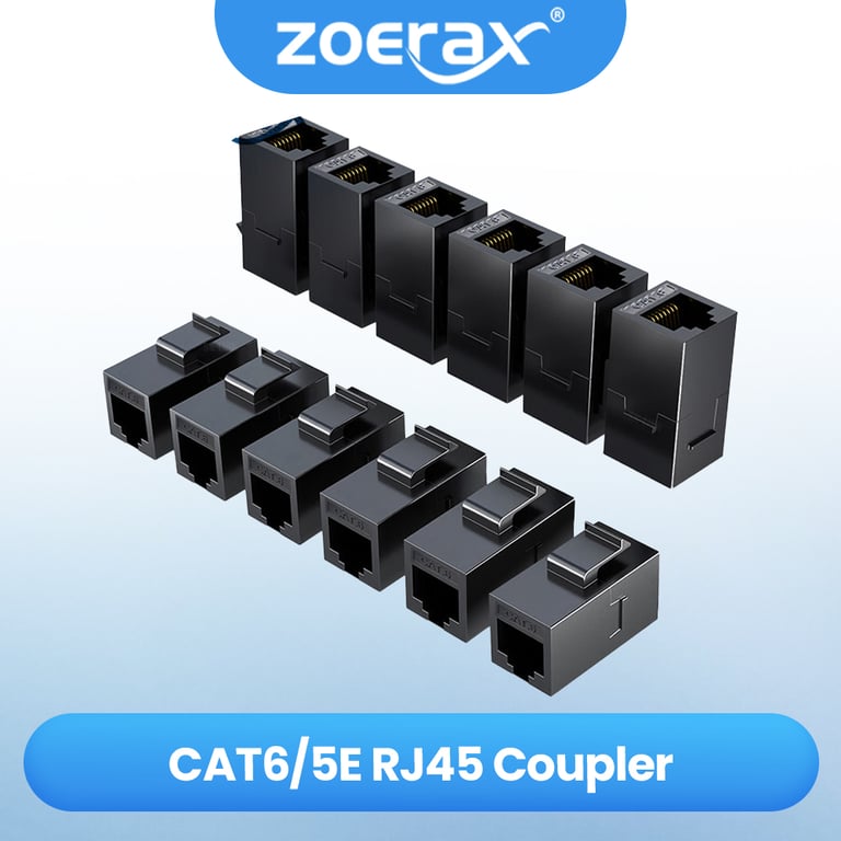 ZOERAX RJ45 Cat6 Cat5e Keystone Coupler | Female to Female Jack for High-Quality Network Connections | Easy Installation UTP Insert for Wall Plates & Patch Panels | Universal Compatibility with Gigabit Ethernet Speeds | Sleek Black Design for Professional Appearance | Ideal for Home, Office, & Data Center Networks
