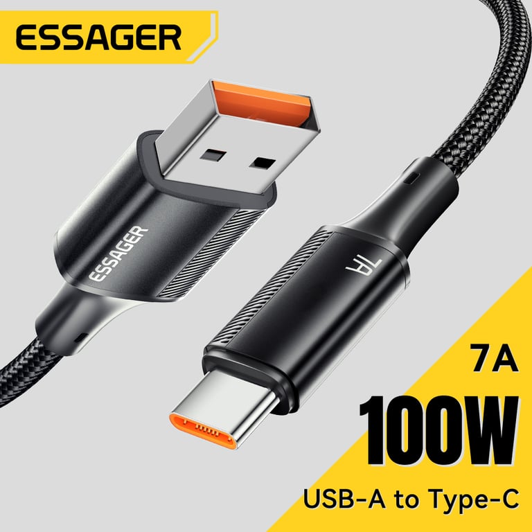 Essager 7A USB Type C Cable - 100W Fast Charging Cord for Realme, Huawei P40 Pro, Samsung, Xiaomi, Poco F3 - Durable & Universal Charger Data Wire - Safe & Reliable with Built-in Safeguards - XX Feet Long for Convenient Use at Home, Office, or On the Go