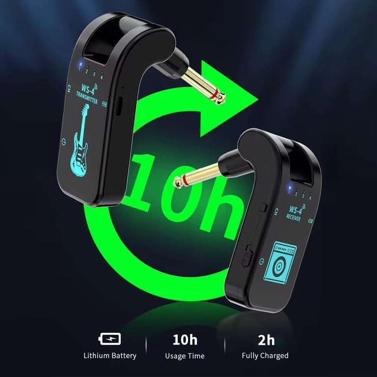 Professional 2.4G Wireless Guitar System with 48K/16bit Transmission, Plug-and-Play Convenience, Long Range, Compact Design, and Wide Compatibility - Ideal for Performances and Recordings