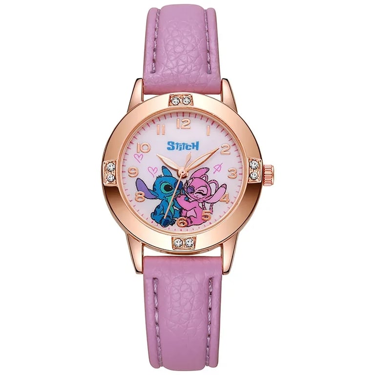 Disney Stitch Children's Watch with Imitation Diamond Belt and Quartz Movement - Adorable Cartoon Design, Durable and Comfortable, Perfect Gift for Boys and Girls, High-Quality Construction for Daily Wear and Tear