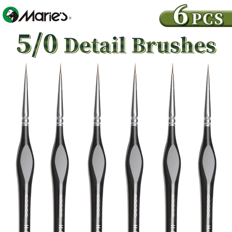 Marie's 00000 Fine Tip Paint Brush Set - Precision Painting Brushes for Acrylic, Models, and Miniatures - Ultra-Fine Nylon Bristles for Detailed Art and Crafts - Ergonomic Design for Comfort and Control - Versatile Use for Artists and Hobbyists - Easy to Clean and Maintain - Complete Set for Professional Results