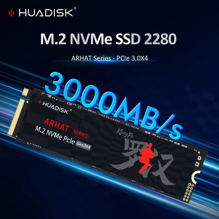 HUADISK M2 SSD NVMe PCIe 3.0 Internal Solid State Disk with TLC Chip, 3500MB/s Read Speed, 3000MB/s Write Speed, 128GB-2TB Capacities, Compact M.2 2280 Form Factor, Reliable and High-Speed Performance for Laptops, Desktop PCs, Gaming, and More