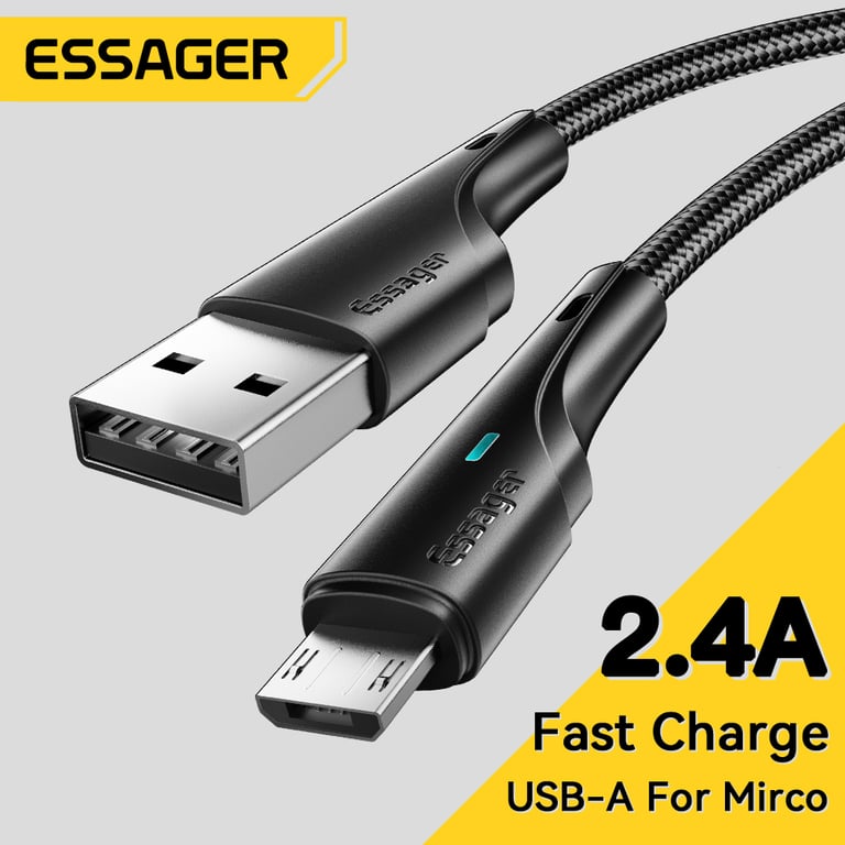 Essager Micro USB Cable - Durable Fast Charging Data Transfer Tangle-Free Design Universal Compatibility - Premium Materials for Xiaomi Samsung Redmi Note - Multiple Length Options for Convenience and Portability