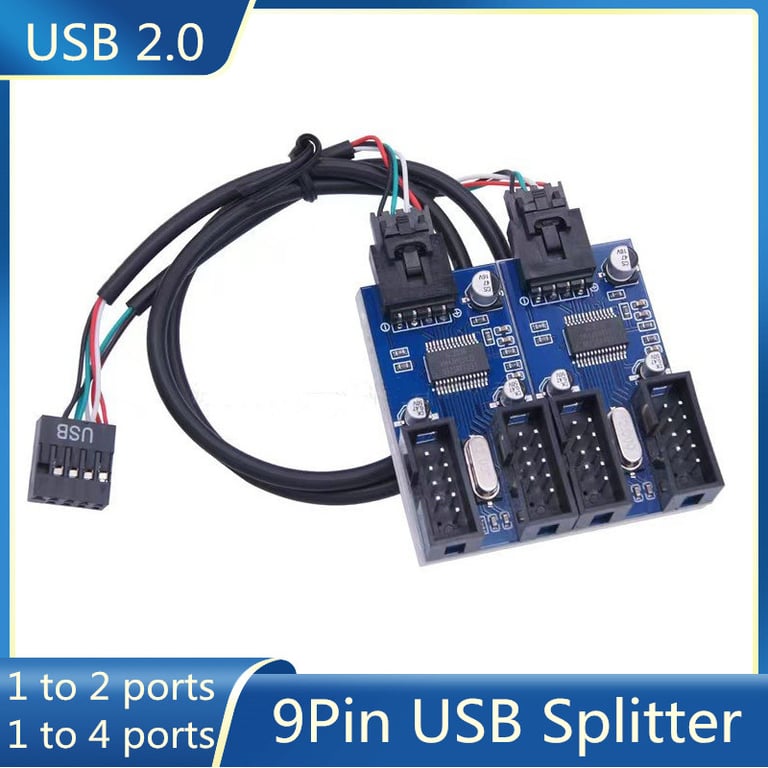 High-Speed 9Pin USB Splitter with 1 to 4 Hub Connectors - Durable Adapter for Efficient Data Transfer and Easy Installation - Expand Connectivity for Keyboards, Mice, Printers, and More - Compatible with Motherboard - Secure and Stable Connections for Seamless Operation