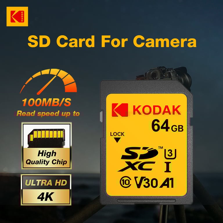 Kodak Original 4K UHS-1 U3 V30 A1 Class10 SD Card 256GB - High-Speed Performance, Large Storage Capacity, Reliable & Durable Memory Card for DSLR Cameras, Camcorders, Laptops - Ultra HD Video Support