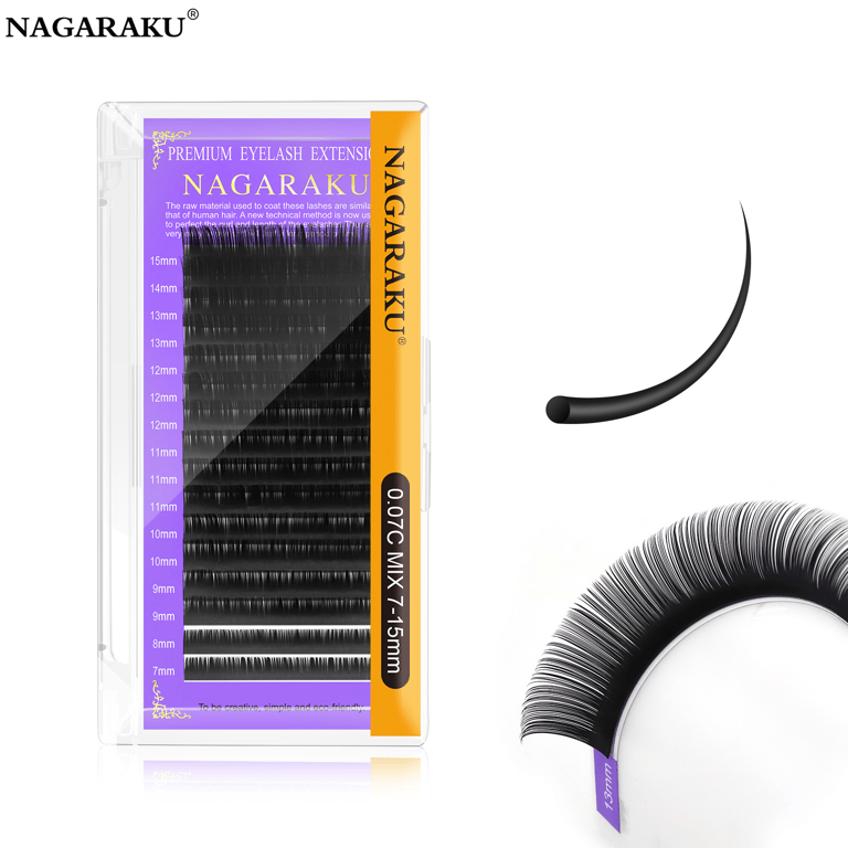 NAGARAKU Individual Lashes - Premium Quality Synthetic Fiber Eyelash Extensions for Long-Lasting Glamour and Comfortable Wear, Classic Style for Everyday or Special Occasions, Easy Application with Natural Look and Feel, Black Matte Finish for Depth and Intensity, Customizable and Lightweight Design